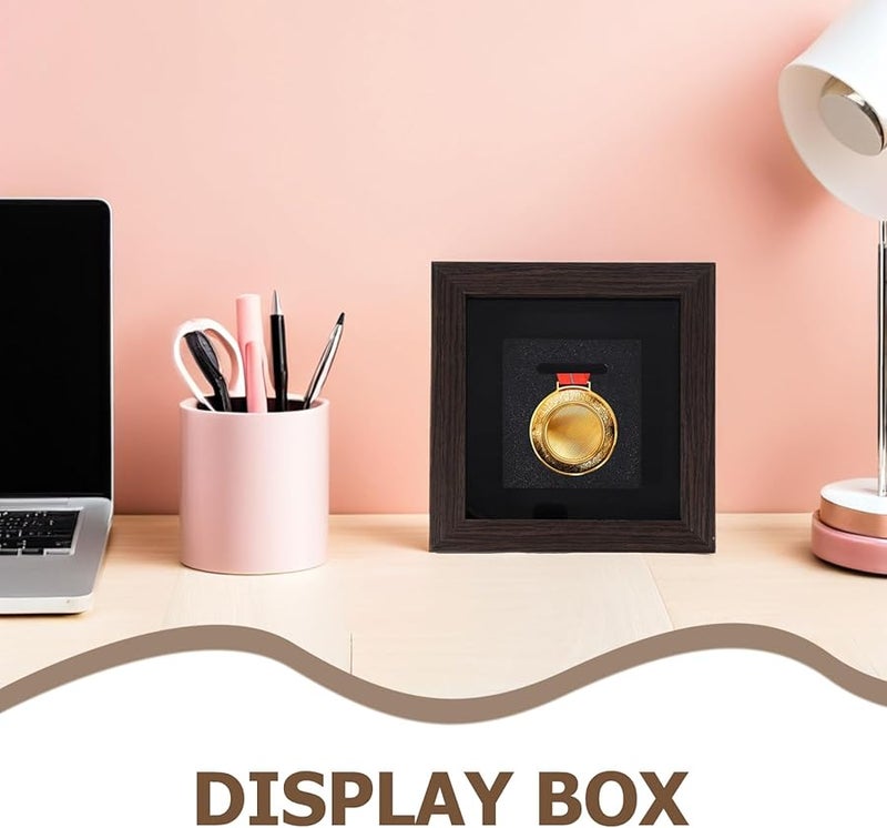 حامل ميدالية خشبي صندوق الظل 16 8x15 7x4 5 سم للشارات ورق سباق الماراثون الجوائز ديكور الحائط - Image 5